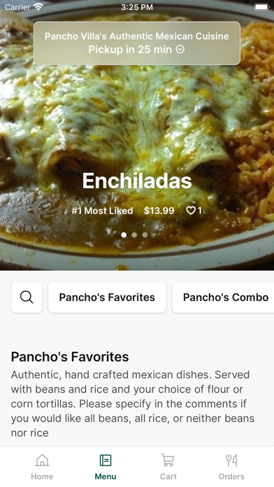 Pancho Villa's Mexican Cuisine iPhone screenshot 1 - Food & Drink app