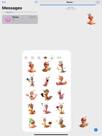 Super Witty Worm Stickers iPad screenshot