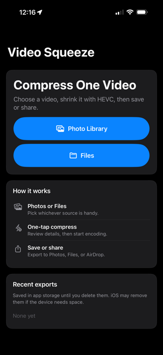 Video Compressor: HEVC Shrink Screenshot 1 of 3