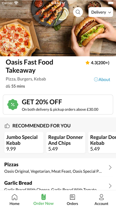 Oasis Fast Food Takeaway. Screenshot