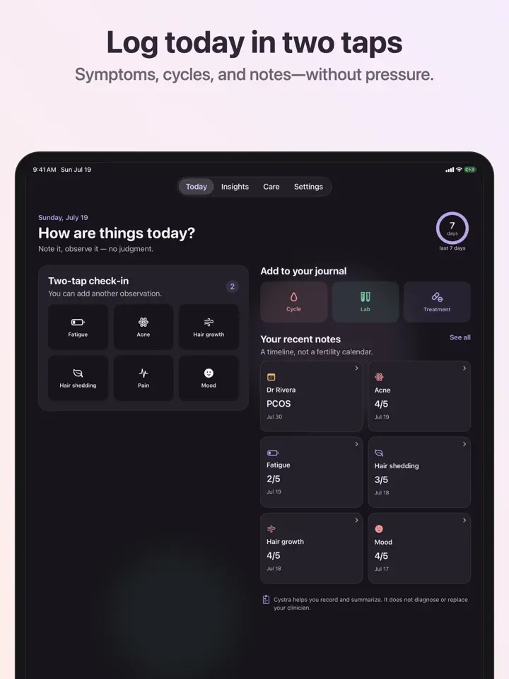 Cystra on iPad: screenshot 2 of 7