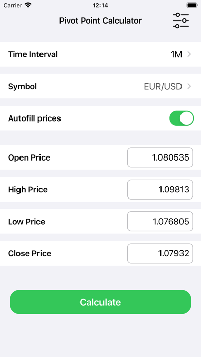 Pivot Point Calculator Screenshot