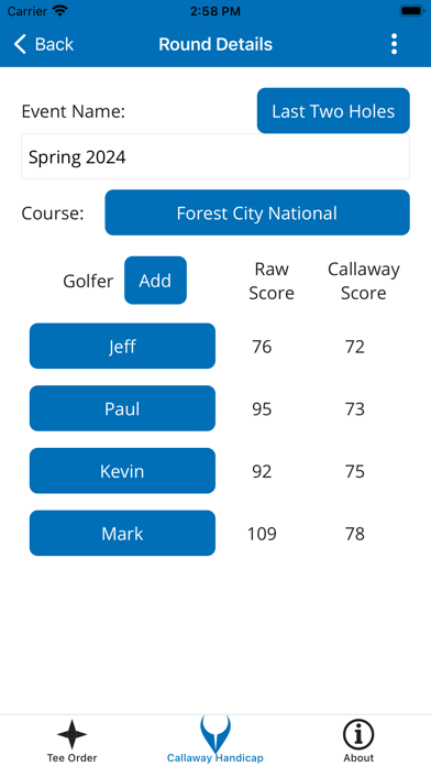 Cruncher: Callaway Handicap Screenshot