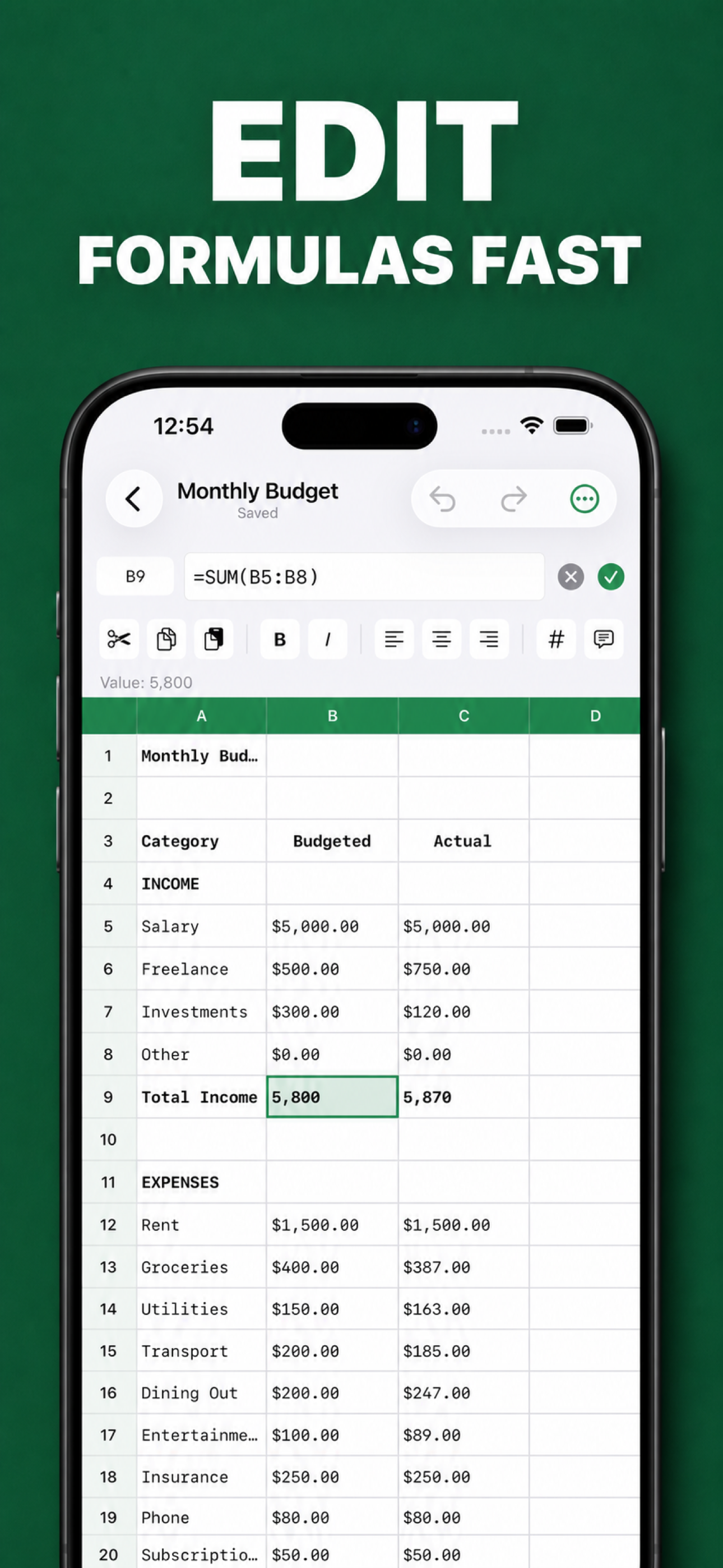 Spreadsheet maker: view & edit screenshot 3