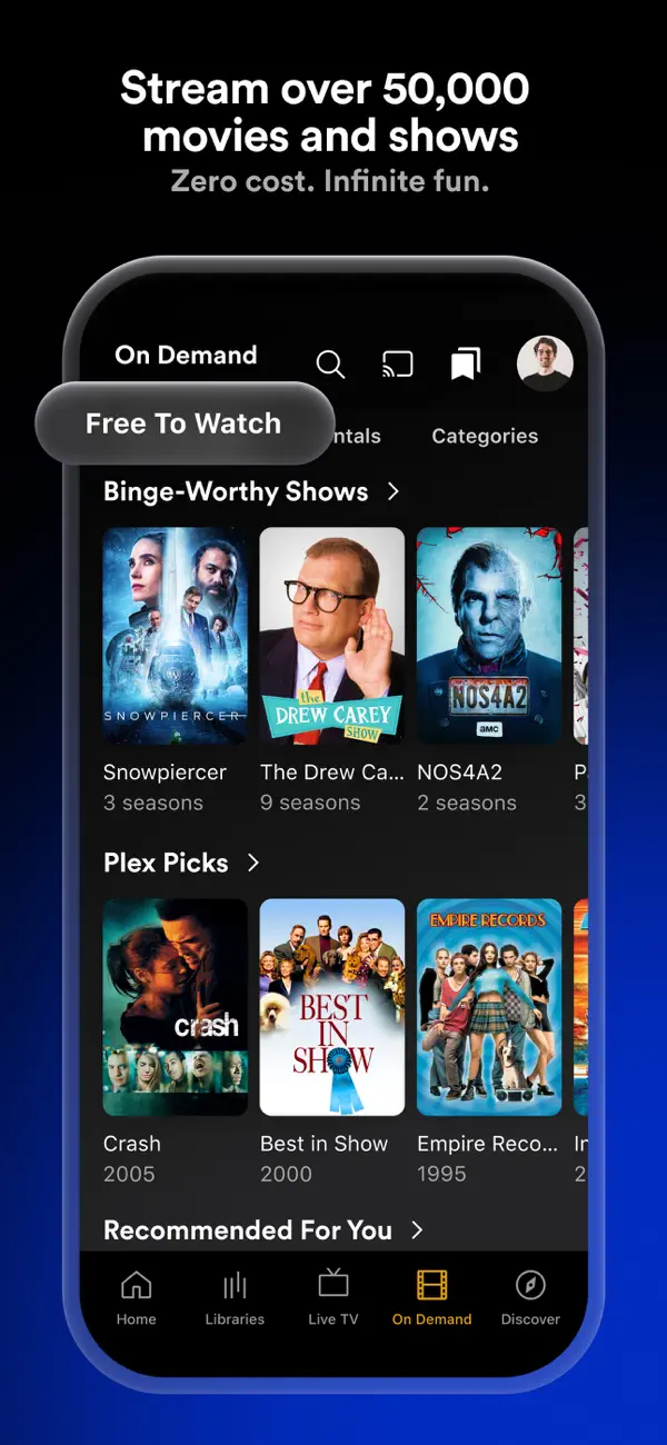 Plex: Watch Live TV and Movies iPhone App Screenshot 6 – Unterhaltung