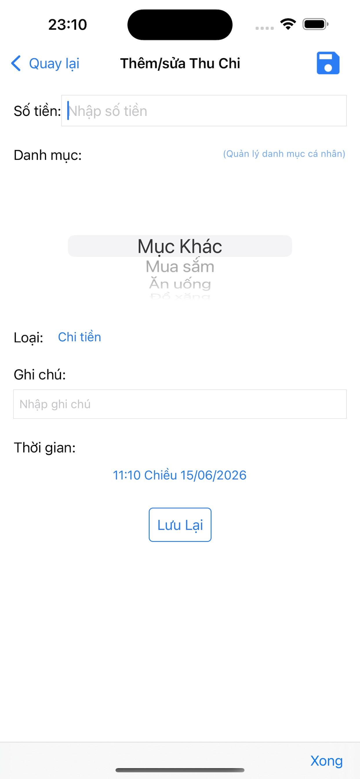 Quản lý chi tiêu cá nhân