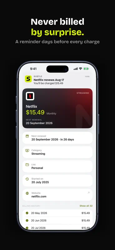 Subtle: Subscription Tracker screenshot 2 of 6