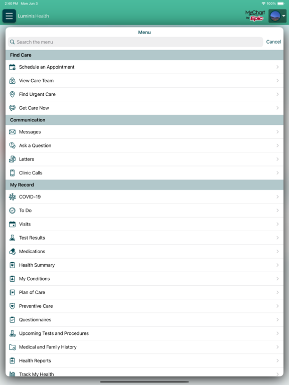 Luminis Health iPad screenshot 3 - Health & Fitness app