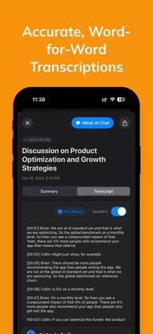 AI Meeting Note Taker - Minat iPhone screenshot