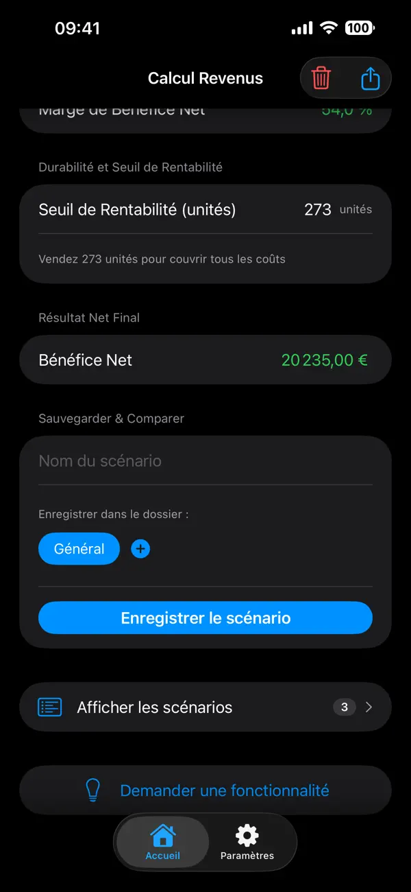 Screenshot #2 pour Calcul des revenus