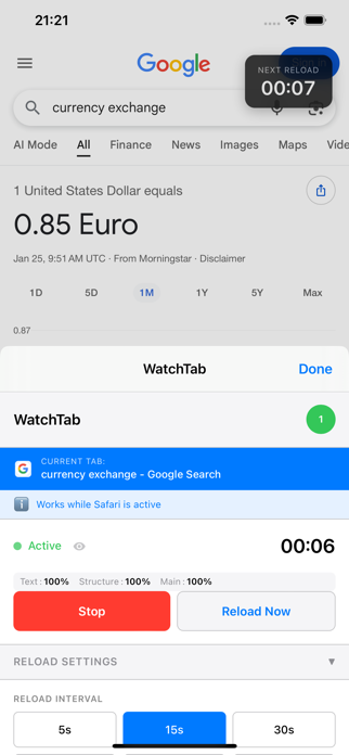 WatchTab - Auto Page Refresh Screenshot 2 of 4