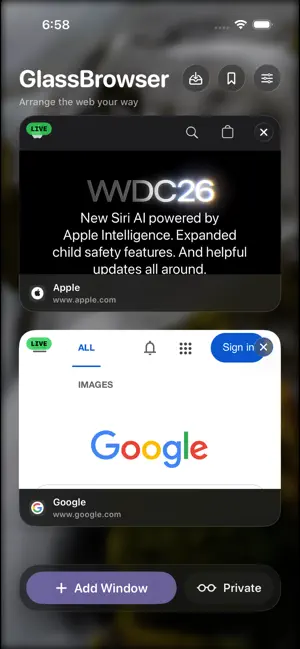 GlassBrowser screenshot 1
