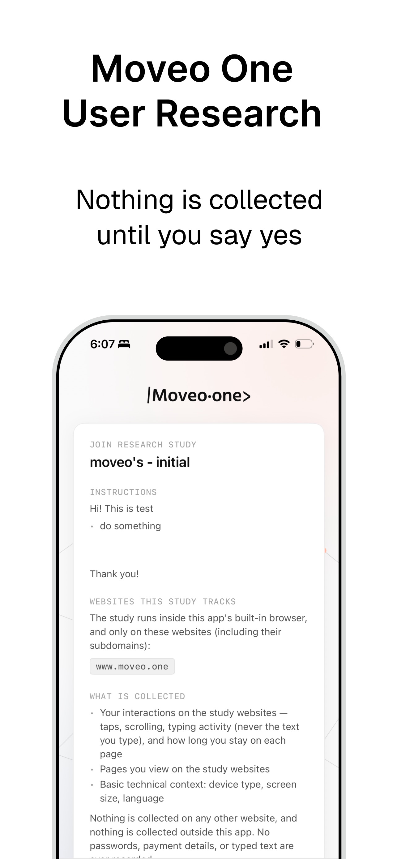 Screenshot 1 of Moveo One User Research