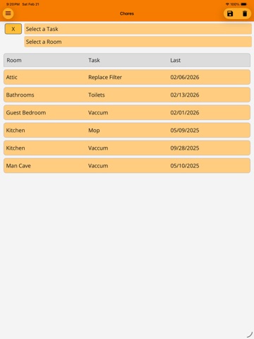Chore Calendar iPad screenshot