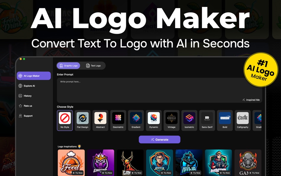 #1. AI Logo Maker ∞ Logo Generator (macOS) 由: Faisal Mehmood