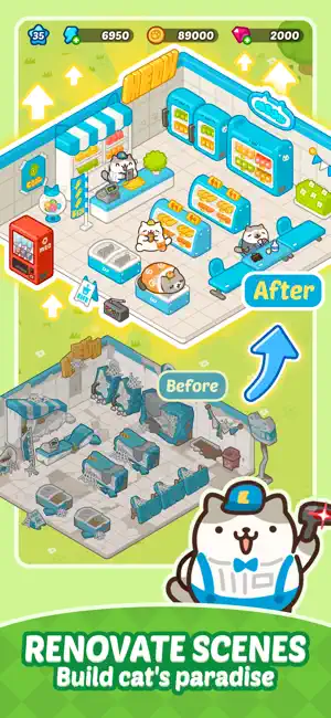 Lazy Meow City: Merge & Cats screenshot 2