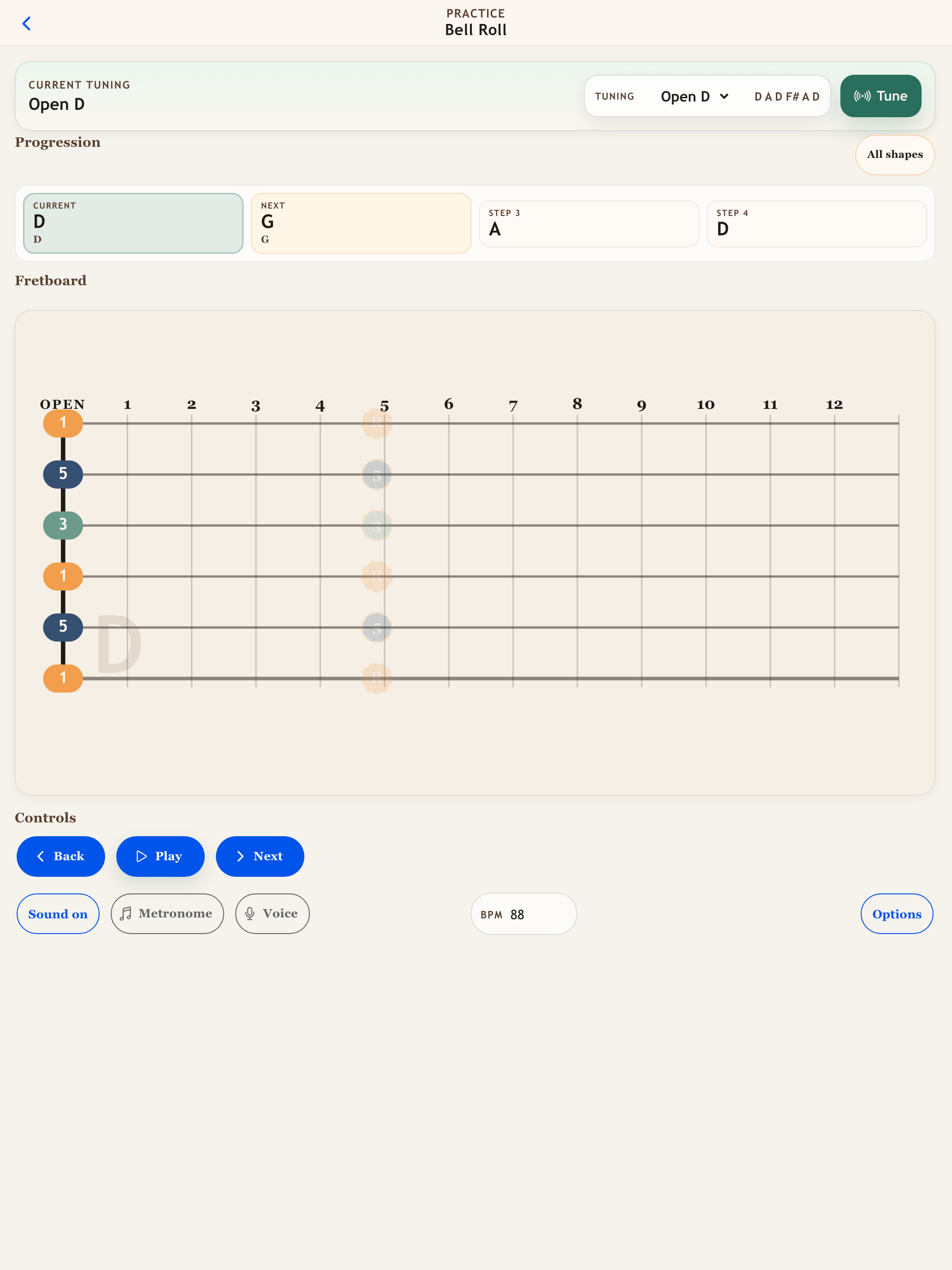 Guitar Open Tunings Trainer