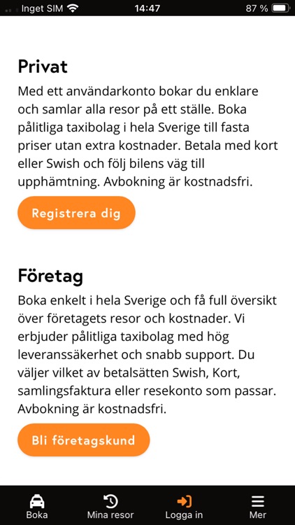 Taxibokning Sverige