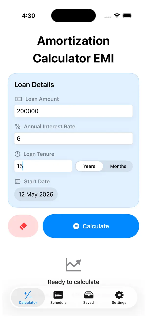 Screenshot #1 pour Amortization Calculator EMI