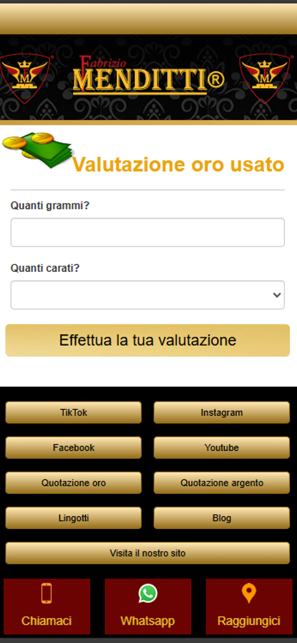 Quotazione Oro Usato Menditti