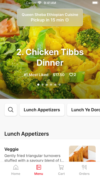 Queen Sheba Ethiopian Cuisine iPhone screenshot 2 - Food & Drink app
