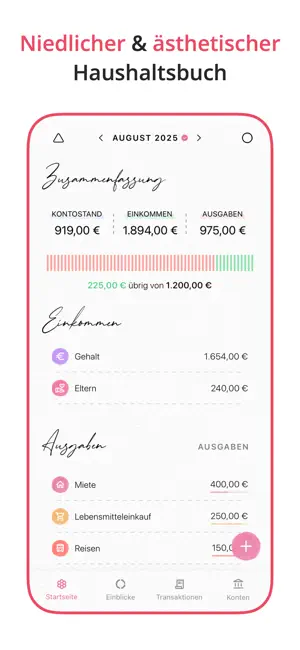 Ausgaben Budget Planner Fleur iPhone screenshot 1
