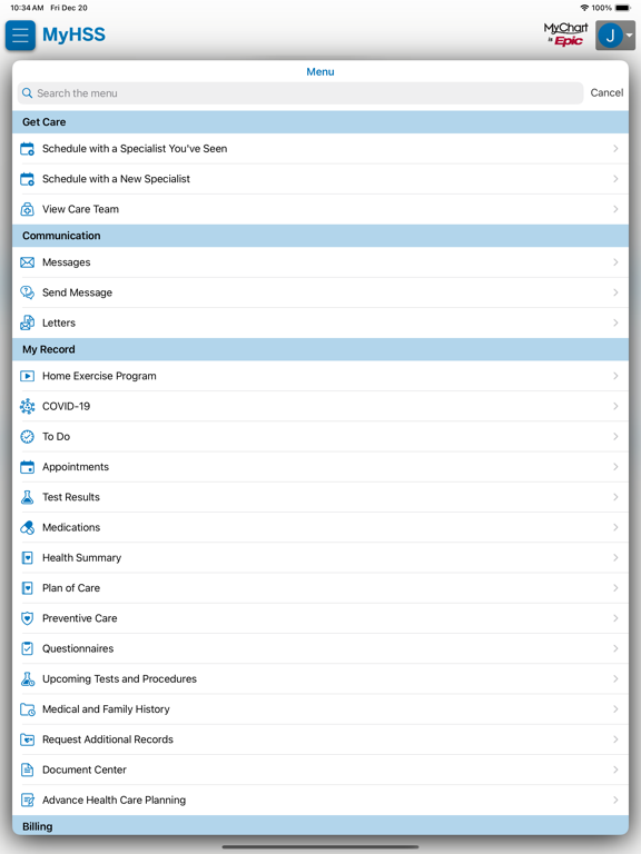 MyHSS iPad screenshot 3 - Medical app