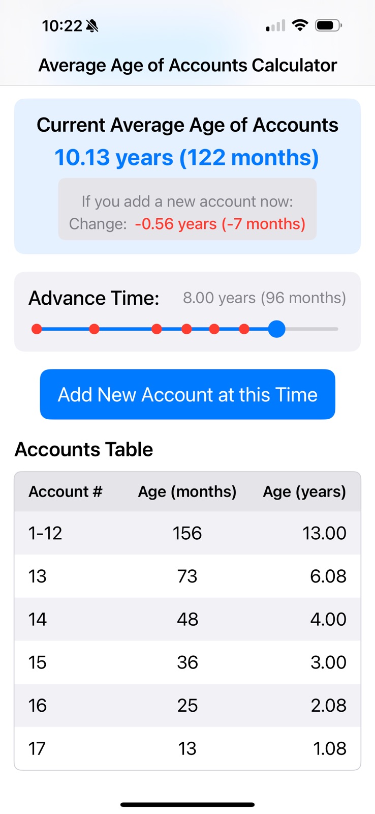 Credit Age Calculator iphone screenshot 2