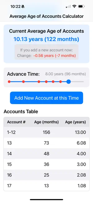 Credit Age Calculator screenshot 2