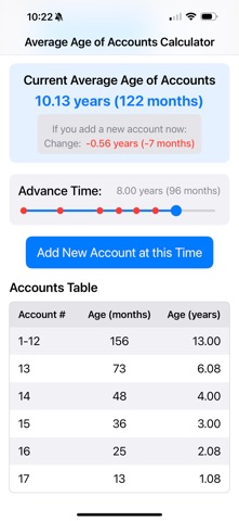 Credit Age Calculator Screenshot 2 of 3