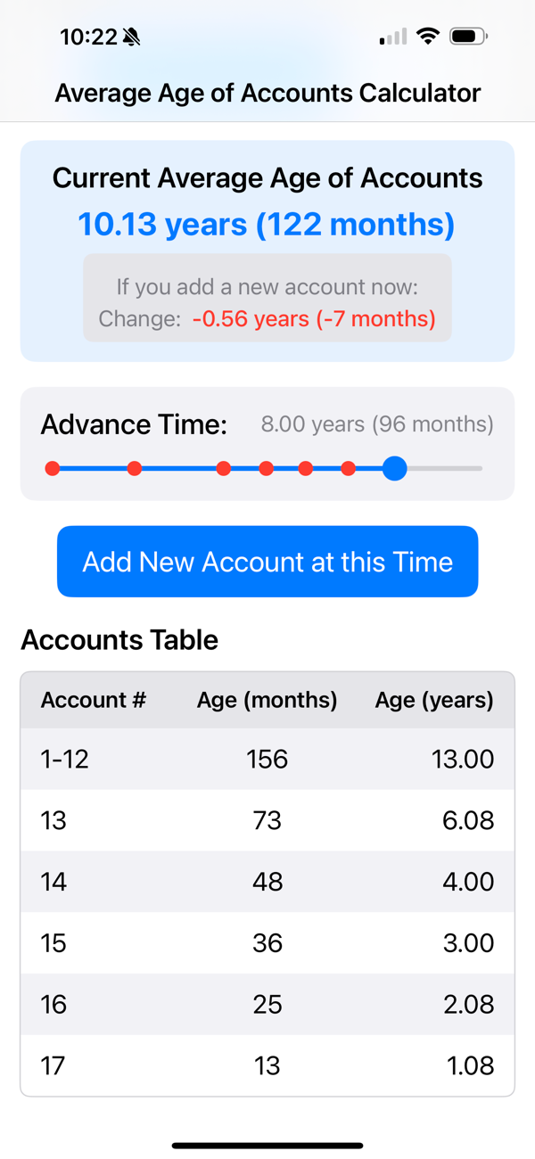 Credit Age Calculator screenshot 2