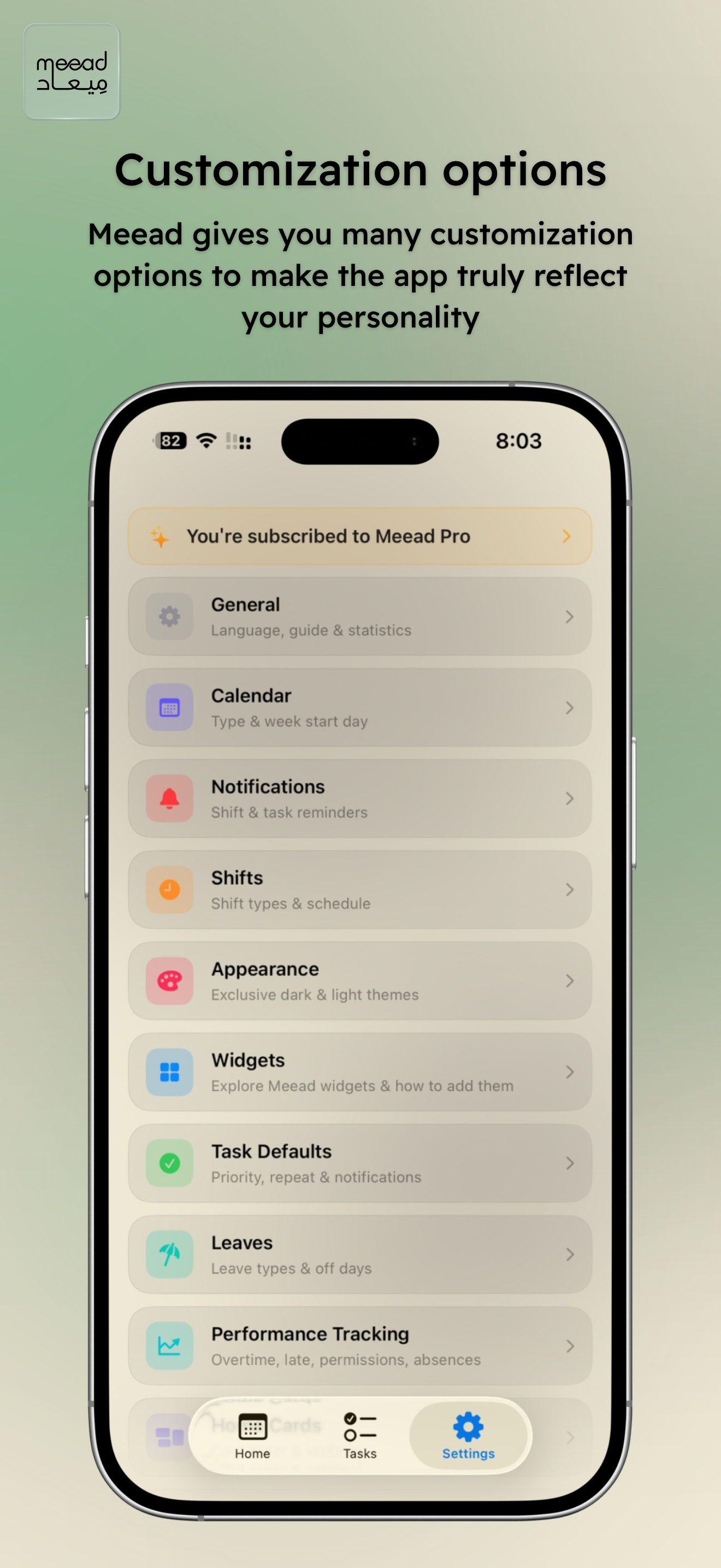 Meead — Shifts, Tasks & Tools