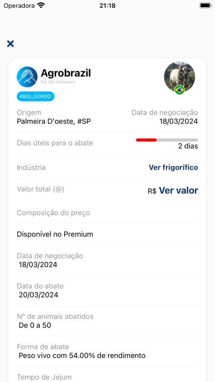 AgroBrazil - preço do boi