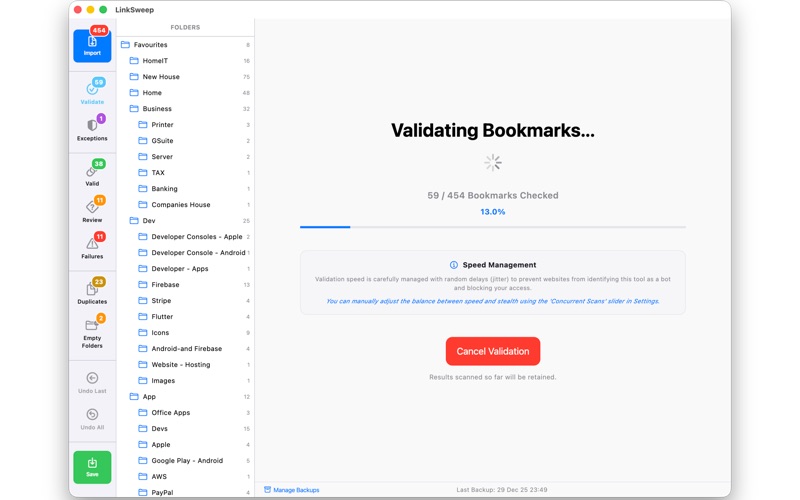 LinkSweep app screenshot