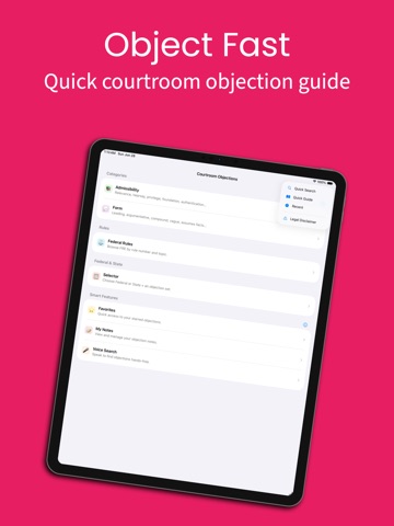Court Objections iPad screenshot