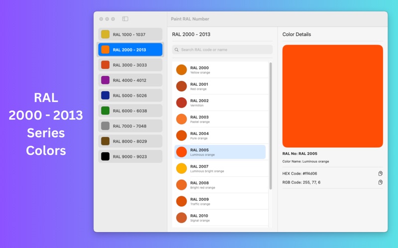 Paint RAL Number screenshot