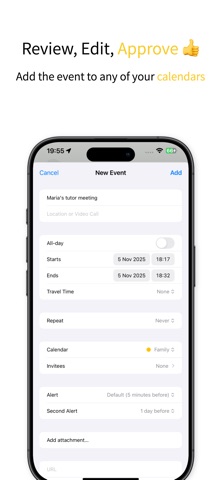 Text 2 Calendar iPhone screenshot