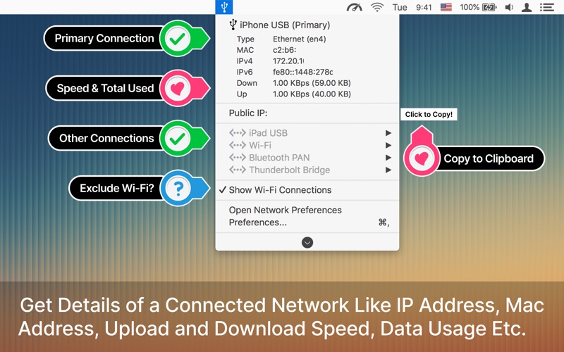 Ethernet Status – Mac Menu Screenshot