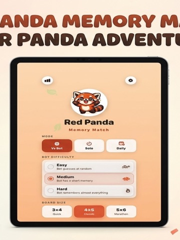 Red Panda Memory iPad screenshot