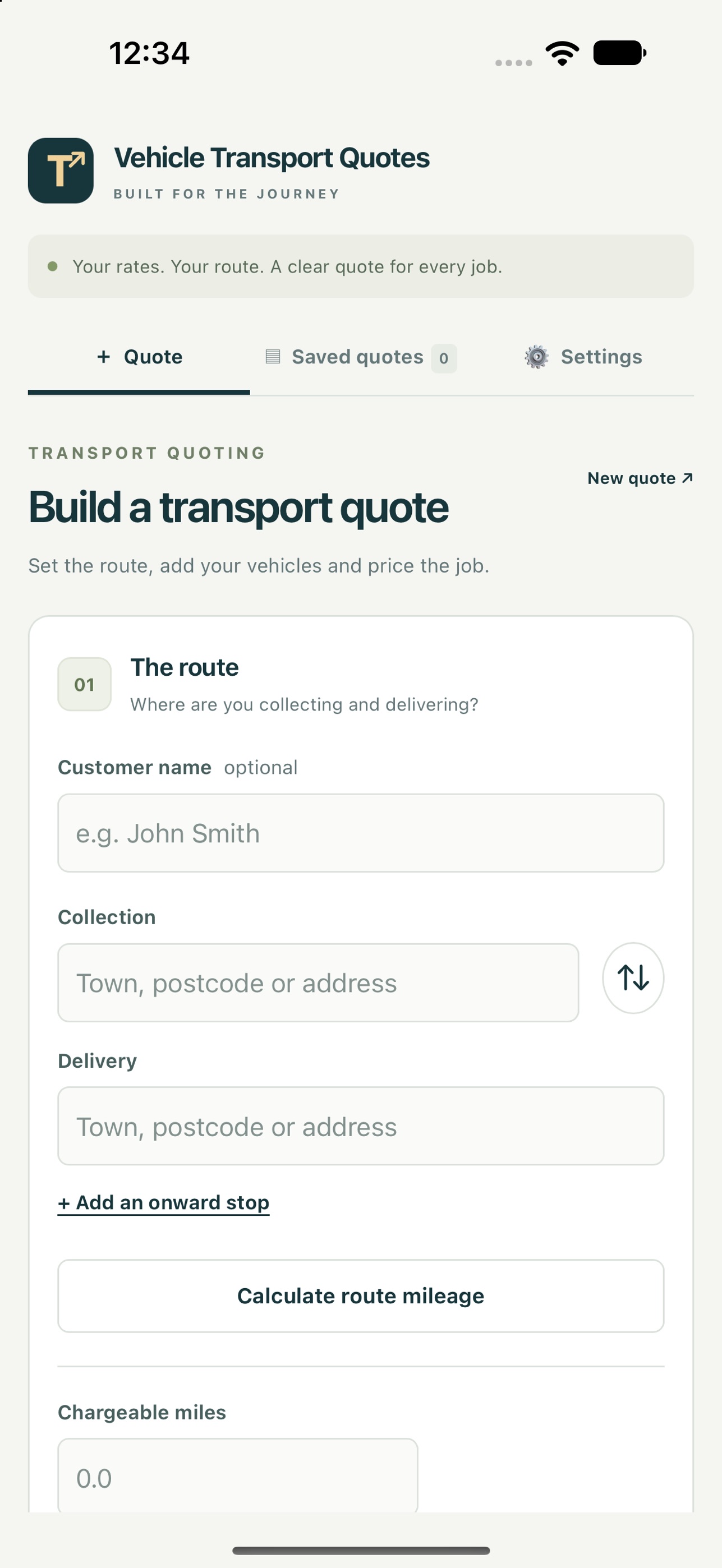 Screenshot 1 of Vehicle Transport Quotes