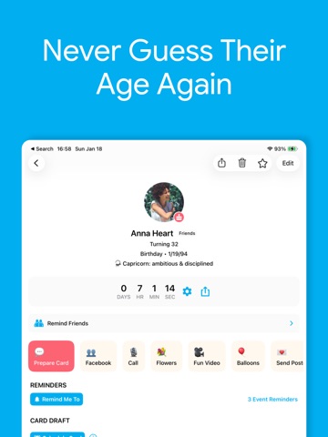 hip: Birthday Reminder App iPad screenshot