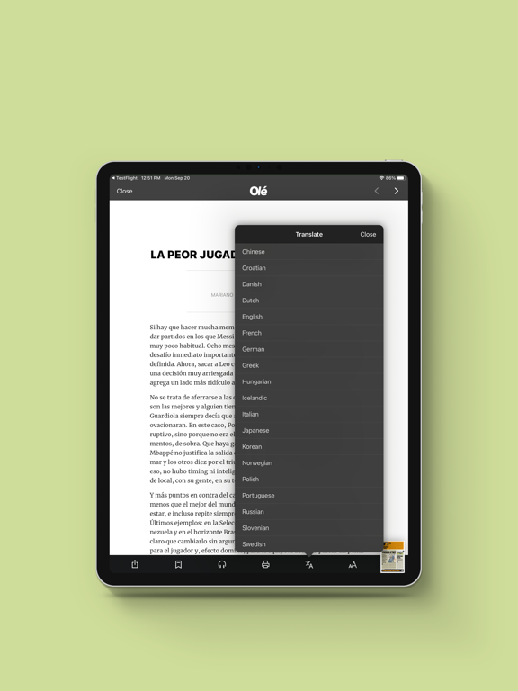 Kiosco Olé iPad screenshot 5 - News app
