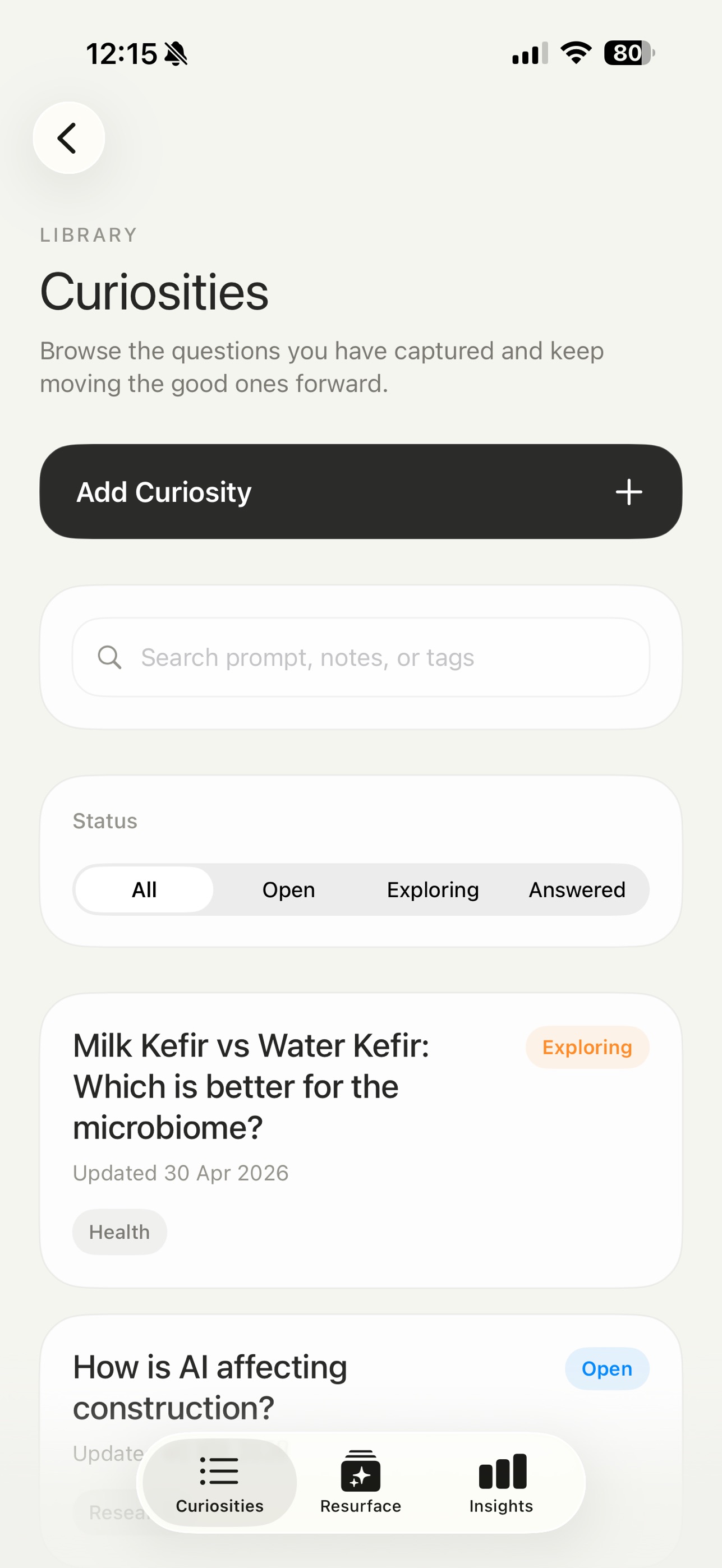 Screenshot 3 of Curiosity Tracker