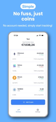 Simple Crypto Portfolio screenshot