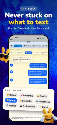 Mes: AI Text Reply, Stickers Screenshot 1 of 8