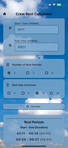 Crew Rest Calculator App Screenshot 6 of 10