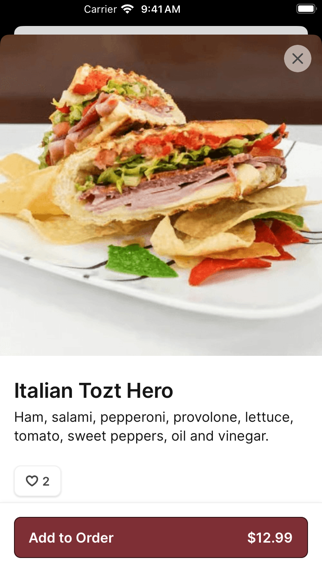 Tony's Panini Grill Hillside iPhone screenshot 3 - Food & Drink app