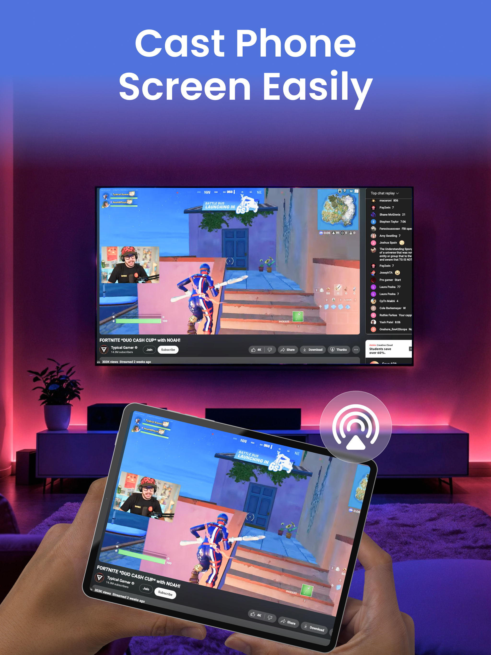 Screen Mirroring・Smart TV Cast