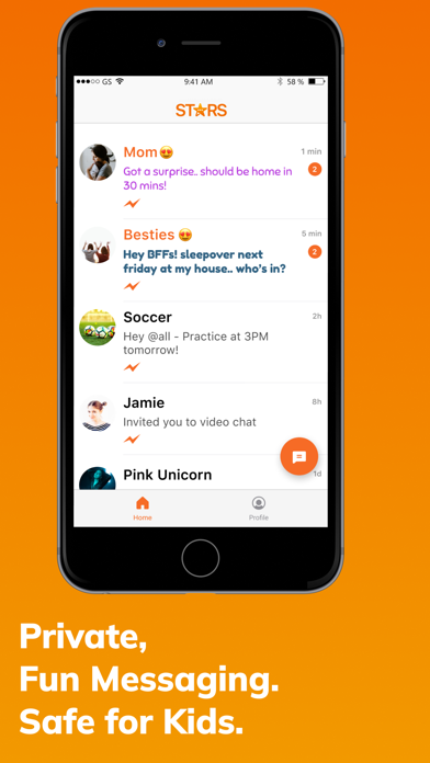 Stars Messenger Kids Safe Chat iPhone screenshot 1 - Social Networking app