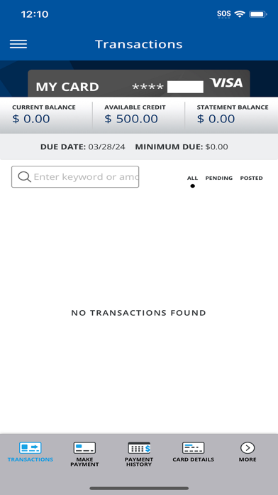 CPCU Visa Card Screenshot